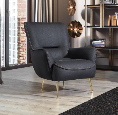Designer textile armchair living room lounge luxury chair design furniture black