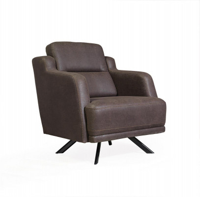 Leather armchair seat living room upholstery single-seater modern brown luxury new