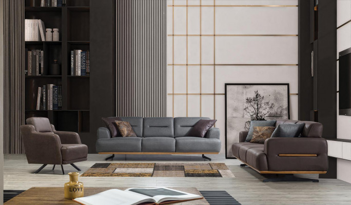 Leather armchair seat living room upholstery single-seater modern brown luxury new