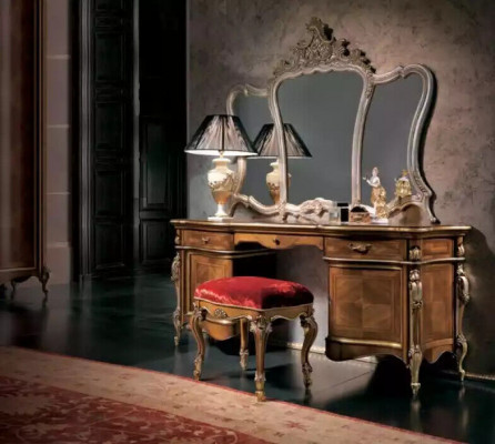 Dressing table bedroom stool mirror wood suite designer furniture set