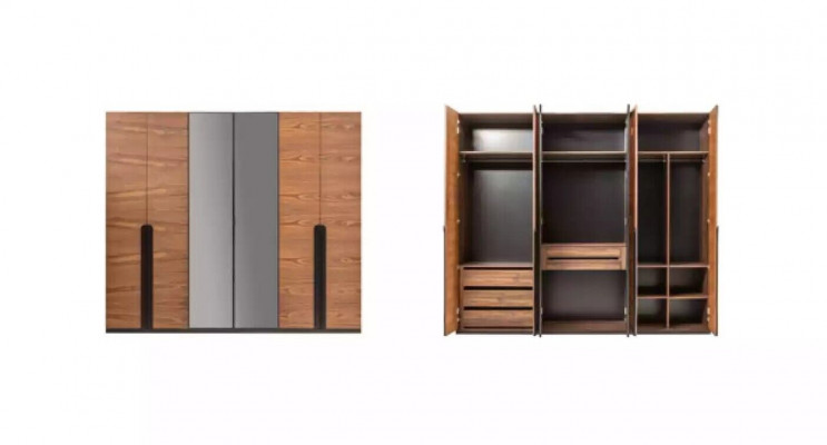 Bed + 2x Nightstands 5-piece Bedroom Set Designer Luxury Bedroom