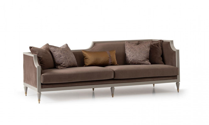 Four-seater sofa set 4 seats coffee table fabric sofa armchair brown 4-piece set