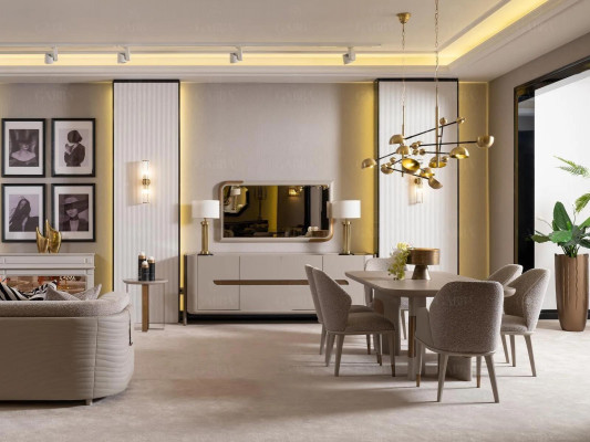 Dining room set corner dining area dining table chairs set 9 pieces beige dining group