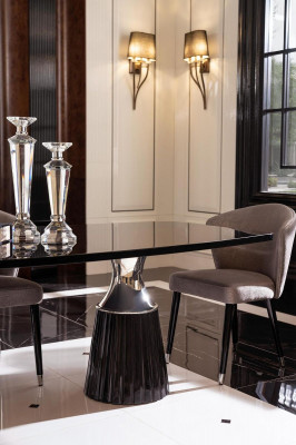 Luxury dining set dining nook dining table chairs black 9-piece dining room wood.