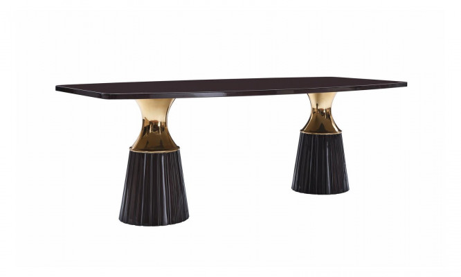 Luxury dining set dining nook dining table chairs black 9-piece dining room wood.
