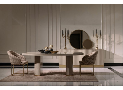 Dining group dining nook dining table chairs set 9-piece dining room beige wood luxury