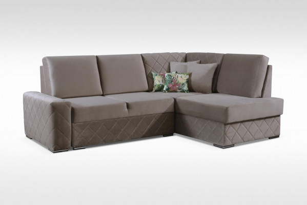Velvet sofa bed function seating leather lounge living landscape corner sofa L-shape new