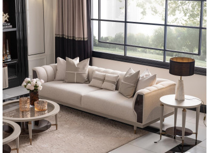 Three-seater sofa 3-seater coffee tables beige fabric sofa set 3-piece suite