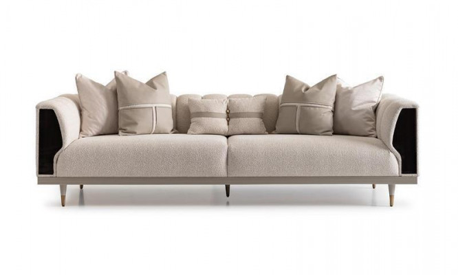 Three-seater sofa 3-seater coffee tables beige fabric sofa set 3-piece suite
