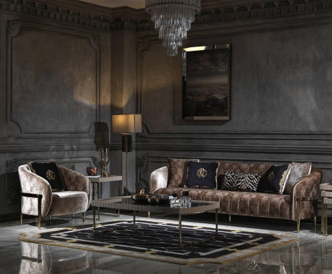 Three-seater sofa set, armchair, beige fabric sofa, upholstered sofa, coffee table