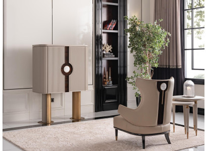 Armchair group living room cabinet modern wing chair beige cabinet