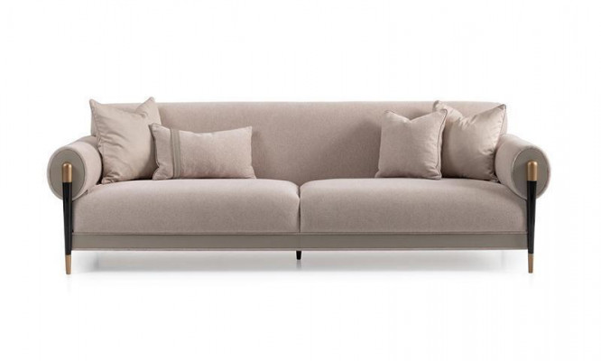 Fabric sofa three-seater sofa, 3-seat upholstered sofa, modern design, beige, new.
