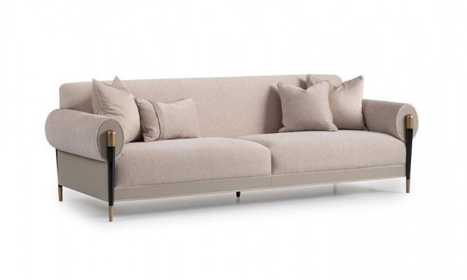 Fabric sofa three-seater sofa, 3-seat upholstered sofa, modern design, beige, new.