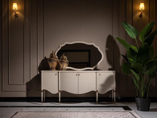 Sideboard group with mirror cabinet cupboard wood beige dresser set