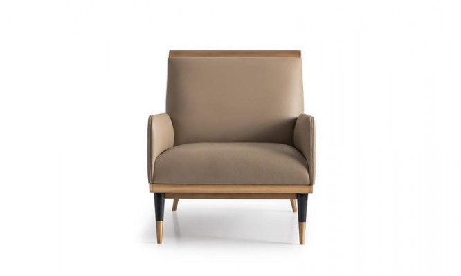 Single-Seater Armchair Luxury Club Chair Beige Faux Leather Living Room