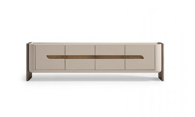 Sideboard RTV Lowboard TV Stand Beige Wood Living Room Cabinet Modern