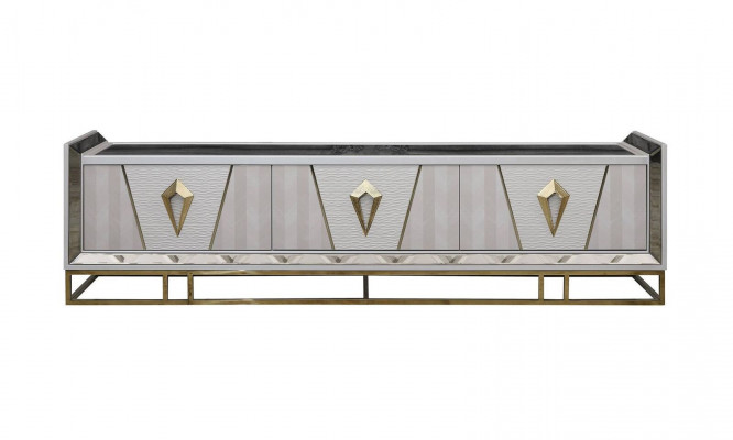 Sideboard RTV Lowboard TV Stand Wood Gray Living Room Table Modern