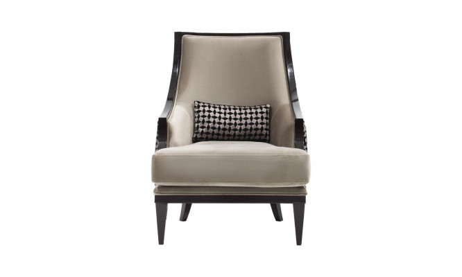 Armchair Wingback Chair Single-Seater Fabric Gray Living Room Classic