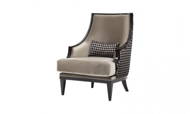 Armchair Wingback Chair Single-Seater Fabric Gray Living Room Classic