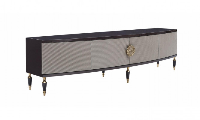 Sideboard RTV Lowboard TV Stand Cabinet Wood Gray Living Room