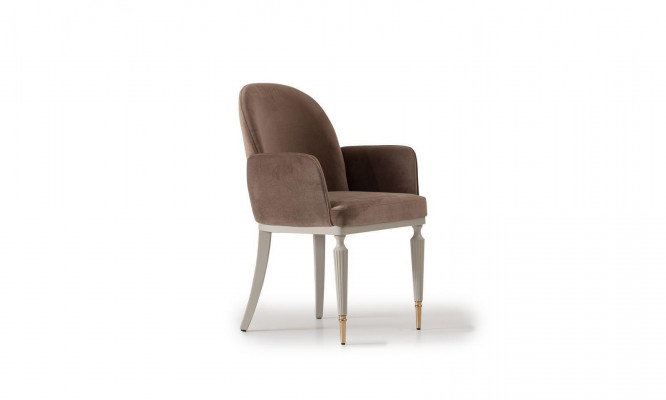Dining chair kitchen chair chair with armrests brown upholstery modern