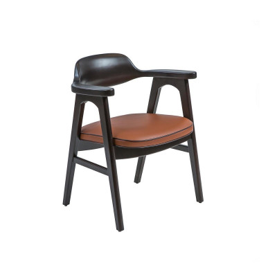 Dining room chair with armrests black wooden chair new furniture design seat
