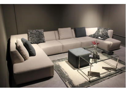 U-shaped modern corner sofa with coffee table upholstered couch living room furniture
