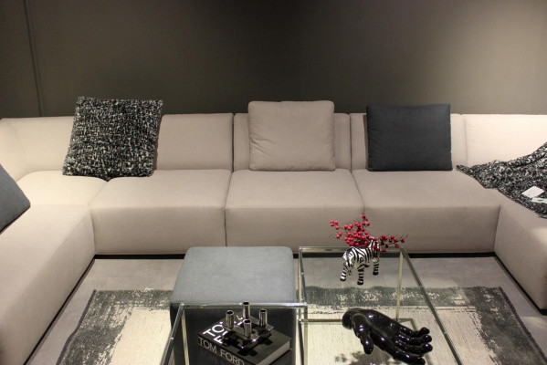 U-shaped modern corner sofa with coffee table upholstered couch living room furniture
