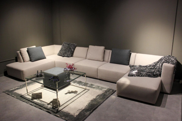 U-shaped modern corner sofa with coffee table upholstered couch living room furniture
