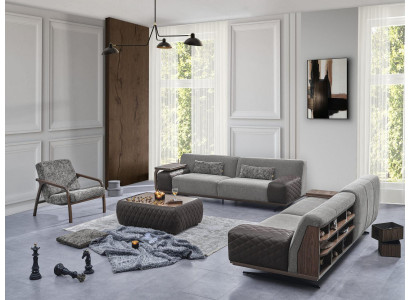 Modern sofa set 3-piece 2x sofa three-seater armchair upholstered furniture living room