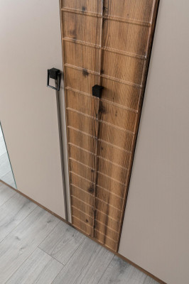Bedroom modern set textile double bed wood wardrobe 4-piece