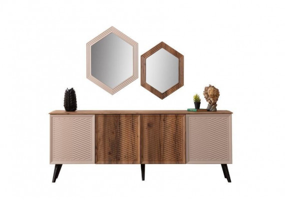 Beige Dining Room Modern Dining Room Set Dining Table Sideboard 2x Mirror
