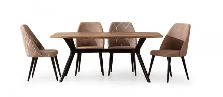 Brown Modern Dining Room Set Sideboard Wood Dining Table 2x Mirror 8-piece