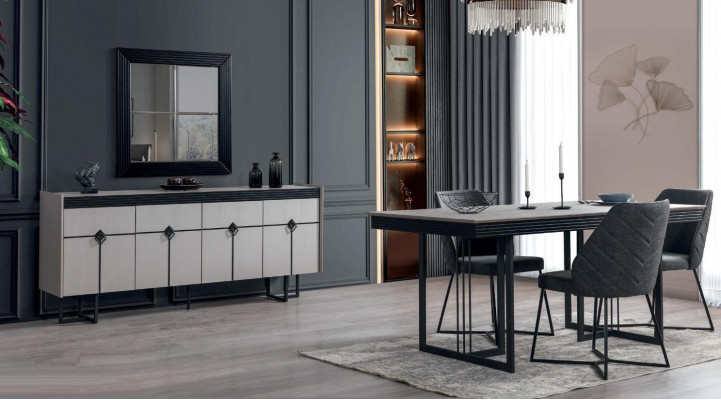 Dining room set luxury design dining table furnishings sideboard with mirror complete