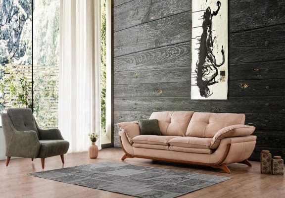 Upholstered Living Room Set Designer Three-Seater Luxury Textile Armchair 2-piece Set