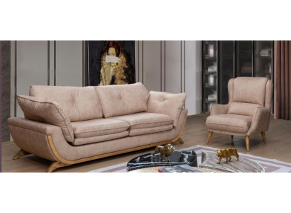 Beige seating ensemble luxury sofas designer sofa set 3+1 seater furniture