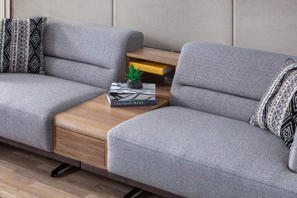 Gray living room 3-seater luxurious three-seater sofa upholstered couches