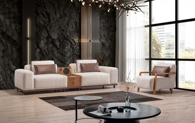 Beige Exclusive 2-Seater Sofa Living Room Couches Modern Two-Seater