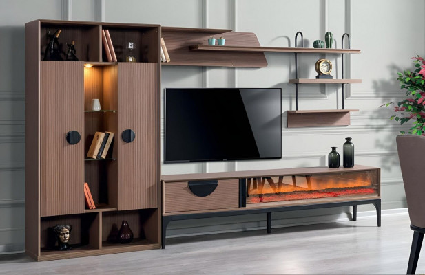 Wall unit living room furniture TV stand modern bookshelf design interior.