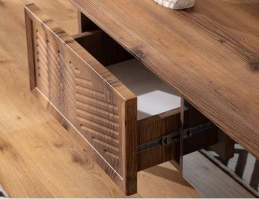 Stylish living room furniture modern RTV lowboard wood coffee table shelves