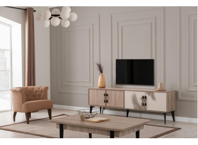 Modern living room set TV cabinet luxurious coffee table wood furniture