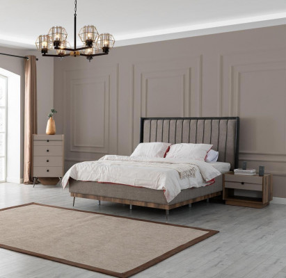 Gray bedroom bed designer wooden frame noble textile beds beds