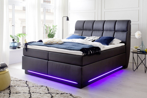 Upholstered bed bed upholstered furniture designer double luxury design 180x200cm faux leather