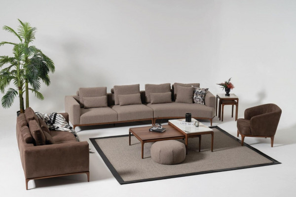 Brown living room luxury armchair designer single-seater upholstered recliner.