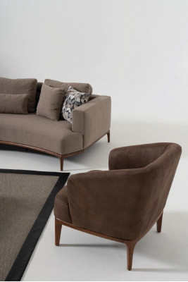 Brown living room luxury armchair designer single-seater upholstered recliner.