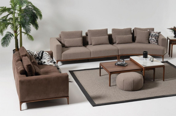 Brown living room luxury armchair designer single-seater upholstered recliner.