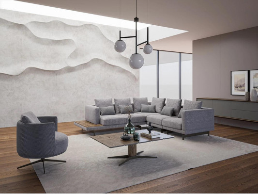 New luxury set textile upholstered sofa L-shaped furniture living room coffee table