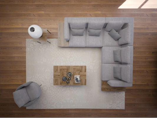New luxury set textile upholstered sofa L-shaped furniture living room coffee table