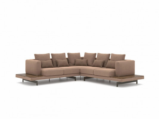 Living room designer furniture luxury suite corner sofa L-shape furnishing coffee table