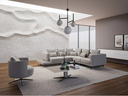 Upholstered Furniture Luxury Corner Sofa L-Shaped Living Room Gray Sofa Couch Coffee Table